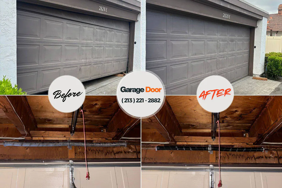Before and after: garage door repair Mystic Island, NJ